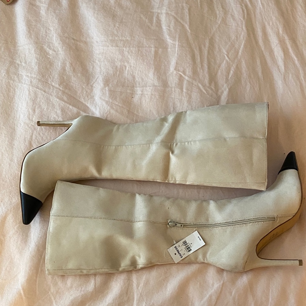 Express Cream and Black Heeled Boots